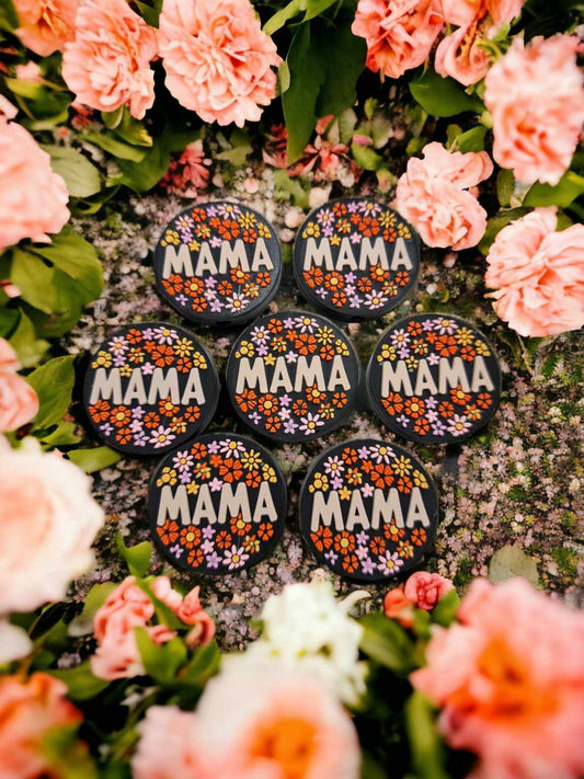Retro Mama with Flowers - Round Silicone Focal Bead - 0546