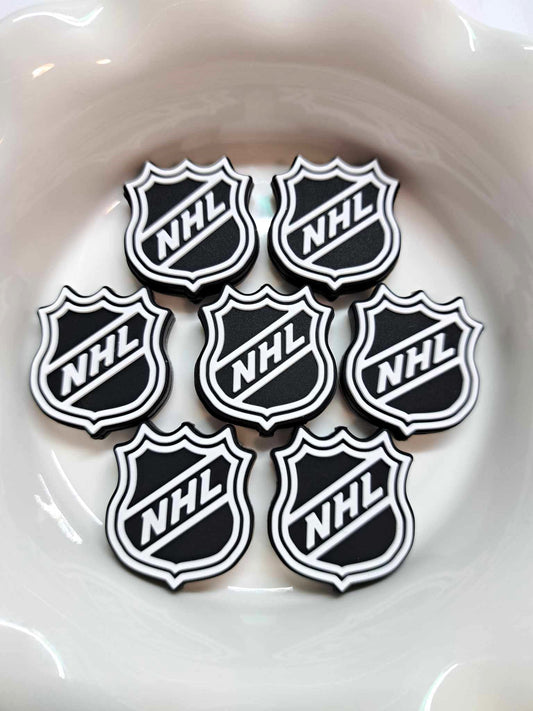 NHL Hockey Black Logo Shield Silicone Focal Bead - 0472