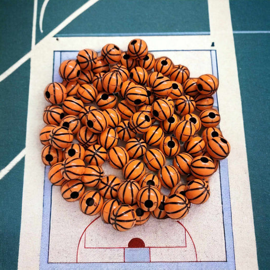 Basketball  - 10mm Silicone Bubblegum Beads - 1017