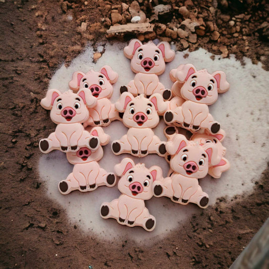 Pig Full Body Style 1 Silicone Focal Bead - 0080