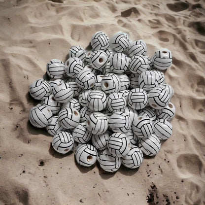 Sports Balls 16mm Wood Printed Beads - 1016