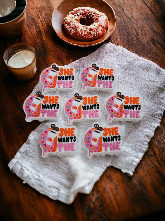 She Wants the DD: Dunkin Coffee with Donut Silicone Focal Bead - 0587