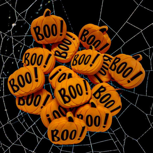 Boo! Pumpkin Orange Silicone Focal Bead - 0123