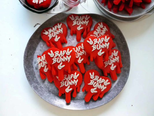 Bad Bunny: Red Heart Dripping Silicone Focal Bead - 0189