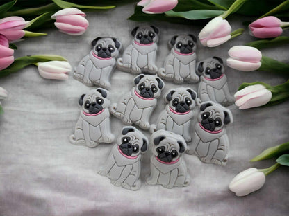 Pug Dog Silicone Focal Bead - 0218