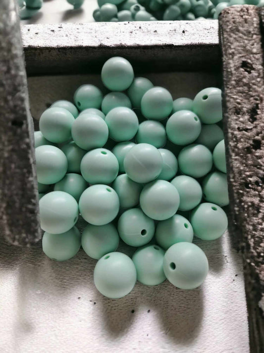 Mint Green - 15mm Silicone Bubblegum Beads - 1051