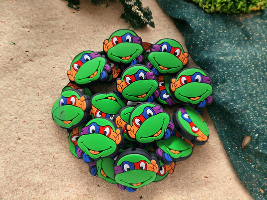 TMNT Face Cartoon Silicone Focal Bead - 0179