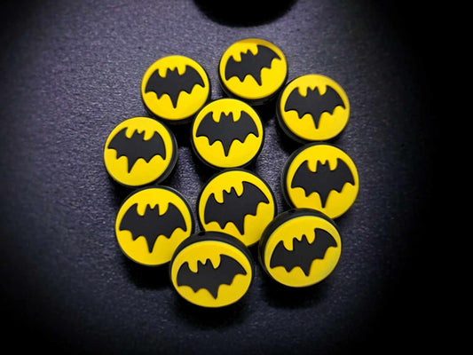 Batman logo on Yellow Round Silicone Focal Bead - 0252