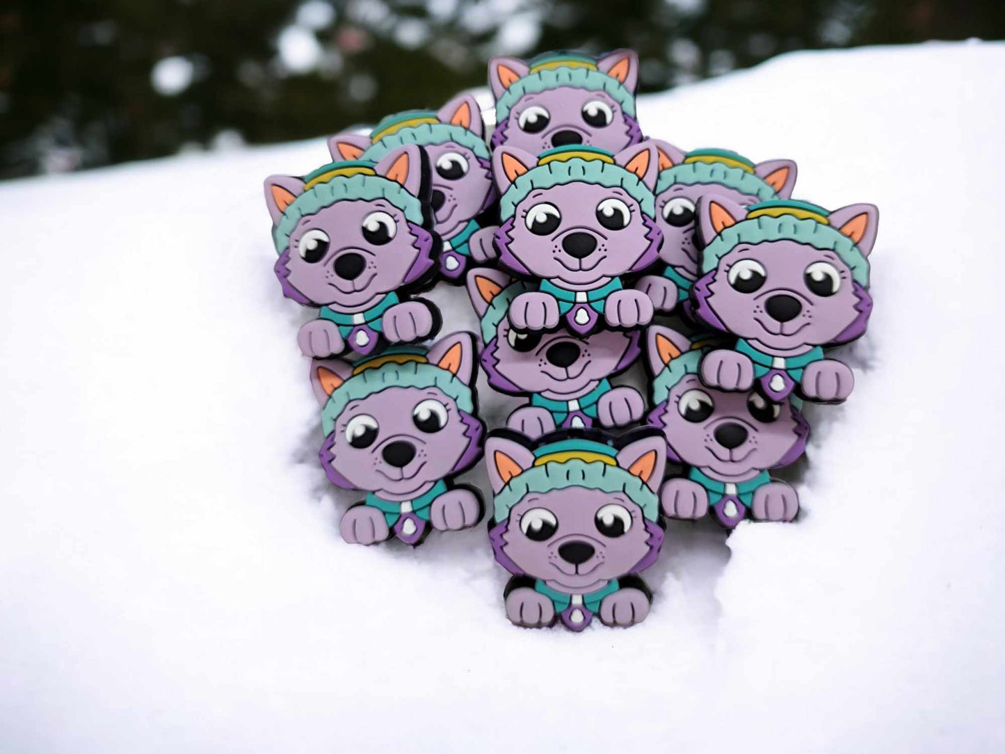 Purple Dog: Paw Patrol Silicone Focal Bead - 0216