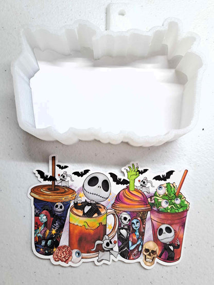 Nightmare Coffee: Jack and Sally, Zero, Halloween, Fall Vibes Cardstock Silicone Mold, Aroma Bead Molds