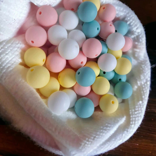 Pastel Mix (4 Piece Mix) - 15mm Silicone Bubblegum Beads - 1038