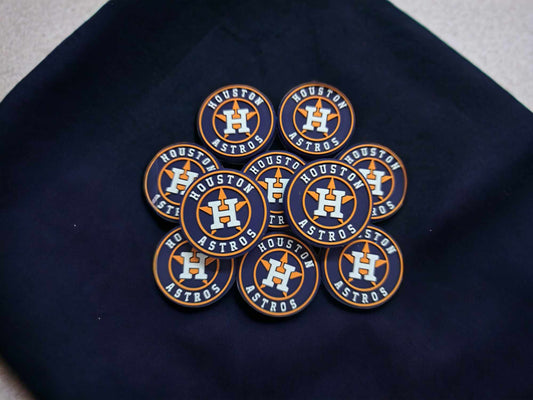 Houston Astros Round Logo MLB Silicone Focal Bead - 0285