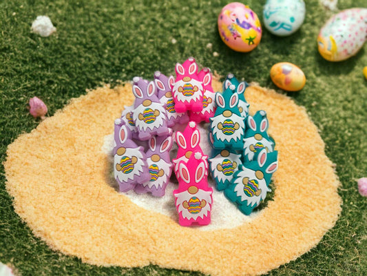 Easter Gnome Bunny holding Egg: Style 1 Silicone Focal Bead - 0311