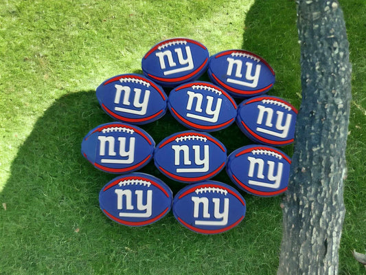 NY Blue Football Silicone Focal Bead - 0282