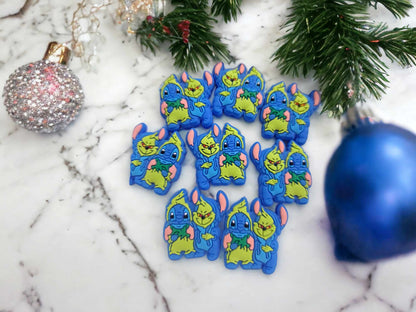 Stitch/Blue Alien & Grinch in Onesie Costumes Silicone Focal Bead - 0319