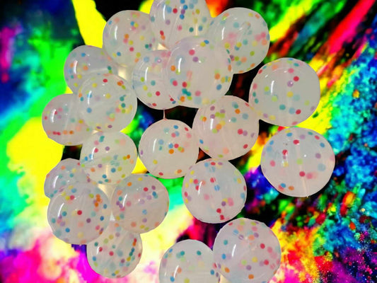 Round Shape: Clear with Colored dots - 19mm Silicone Bubblegum Beads - 1060
