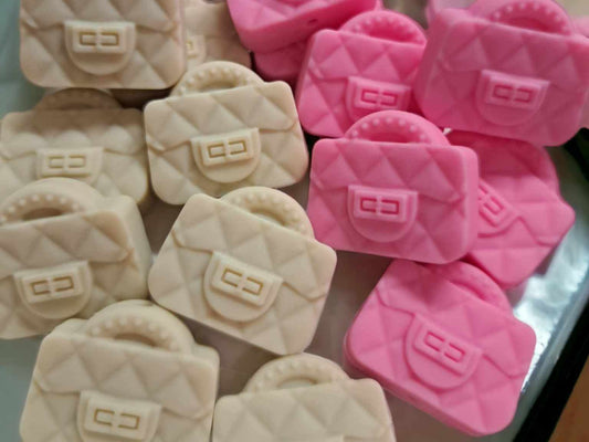 Purse: Pink and Tan Silicone Focal Bead - 0317