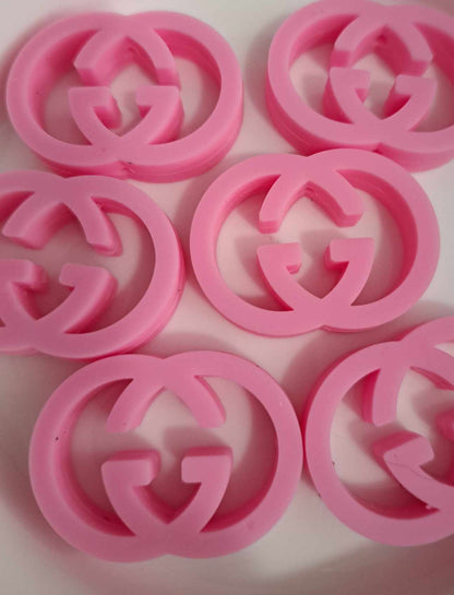 GG: Gucci Logo - Black, Pink, and White Silicone Focal Bead - 0313