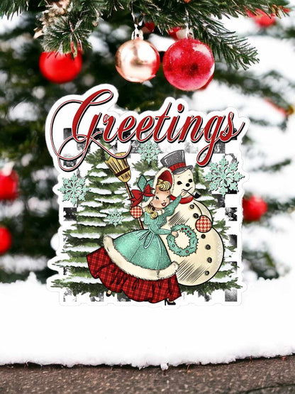 Vintage Winter Greetings Snowman Cardstock Silicone Mold, Aroma Bead Molds, Car Freshies,Premium Cardstock Image