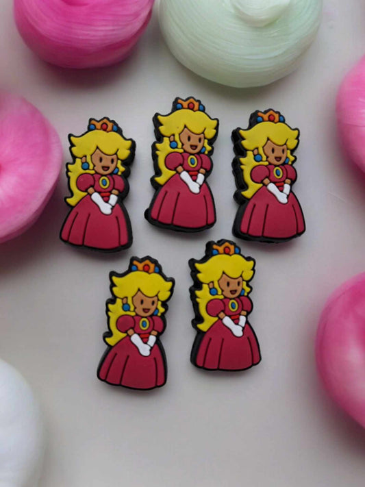 Princess Peach: Super Mario Brothers Movie/Game Inspired Full Body Silicone Focal Bead - 0967