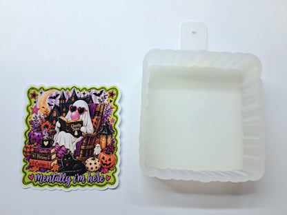 Ghost Reading Mentally I'm Here Cardstock Silicone Mold, Aroma Bead Molds, Premium Cardstock Images