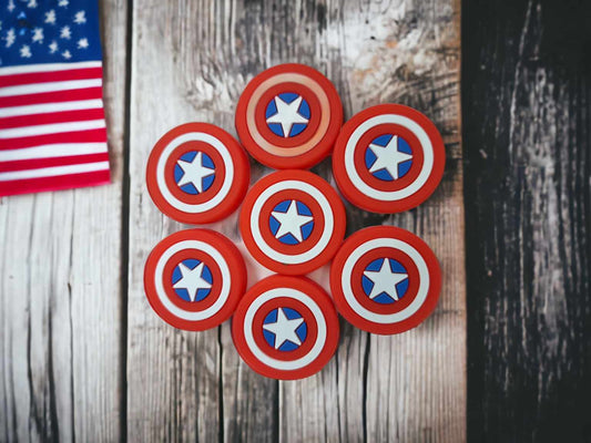 Captain America Shield Silicone Focal Bead - 0376