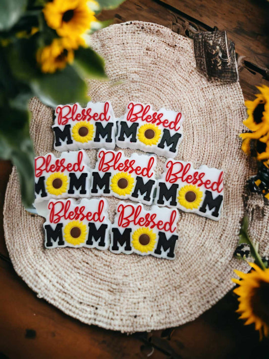 Blessed Mom with Sunflower Silicone Focal Bead - 0378