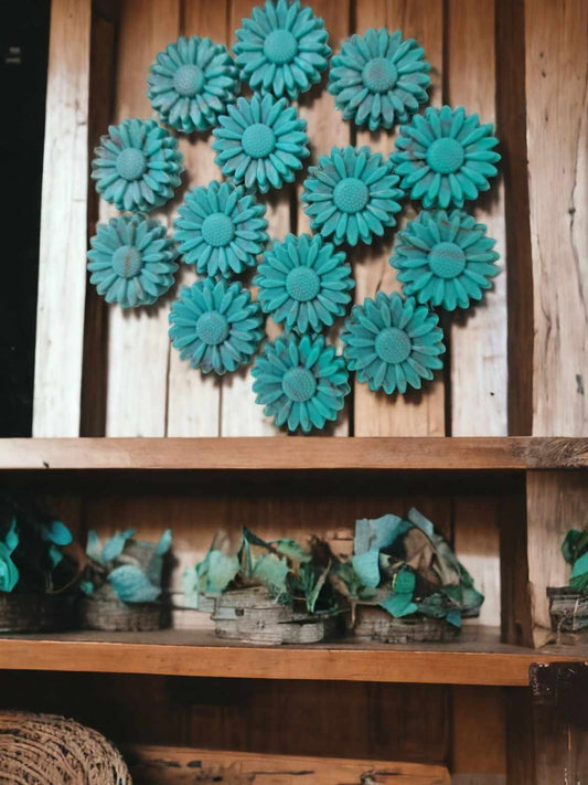 Sunflower: Turquoise Silicone Focal Bead - 0398