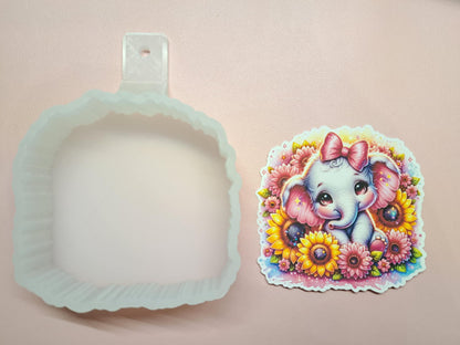 Baby Elephant & Sunflowers Cardstock Silicone Mold, Aroma Bead Molds, Premium Cardstock Images
