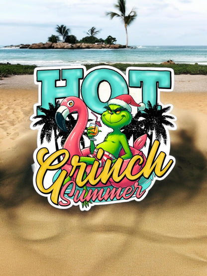 Hot Grinch Summer: Flamingo Floatie With Palm Trees Cardstock Silicone Mold, Aroma Bead Molds, Premium Cardstock Images