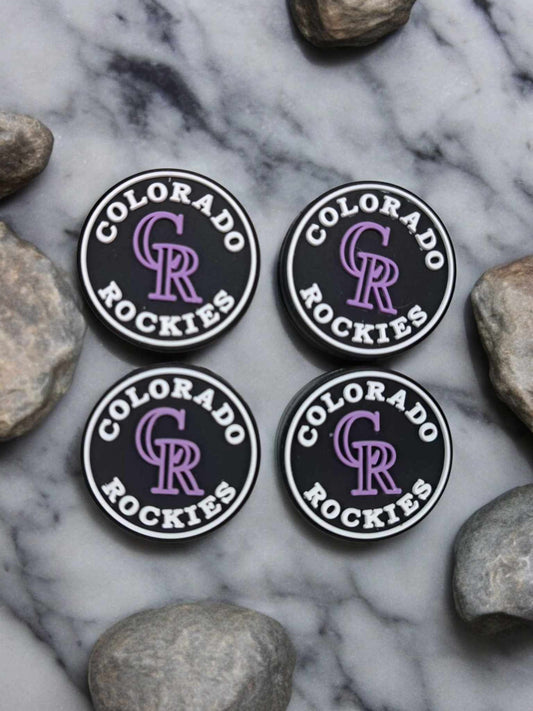 Colorado Rockies - Black Round Silicone Focal Bead - 0861