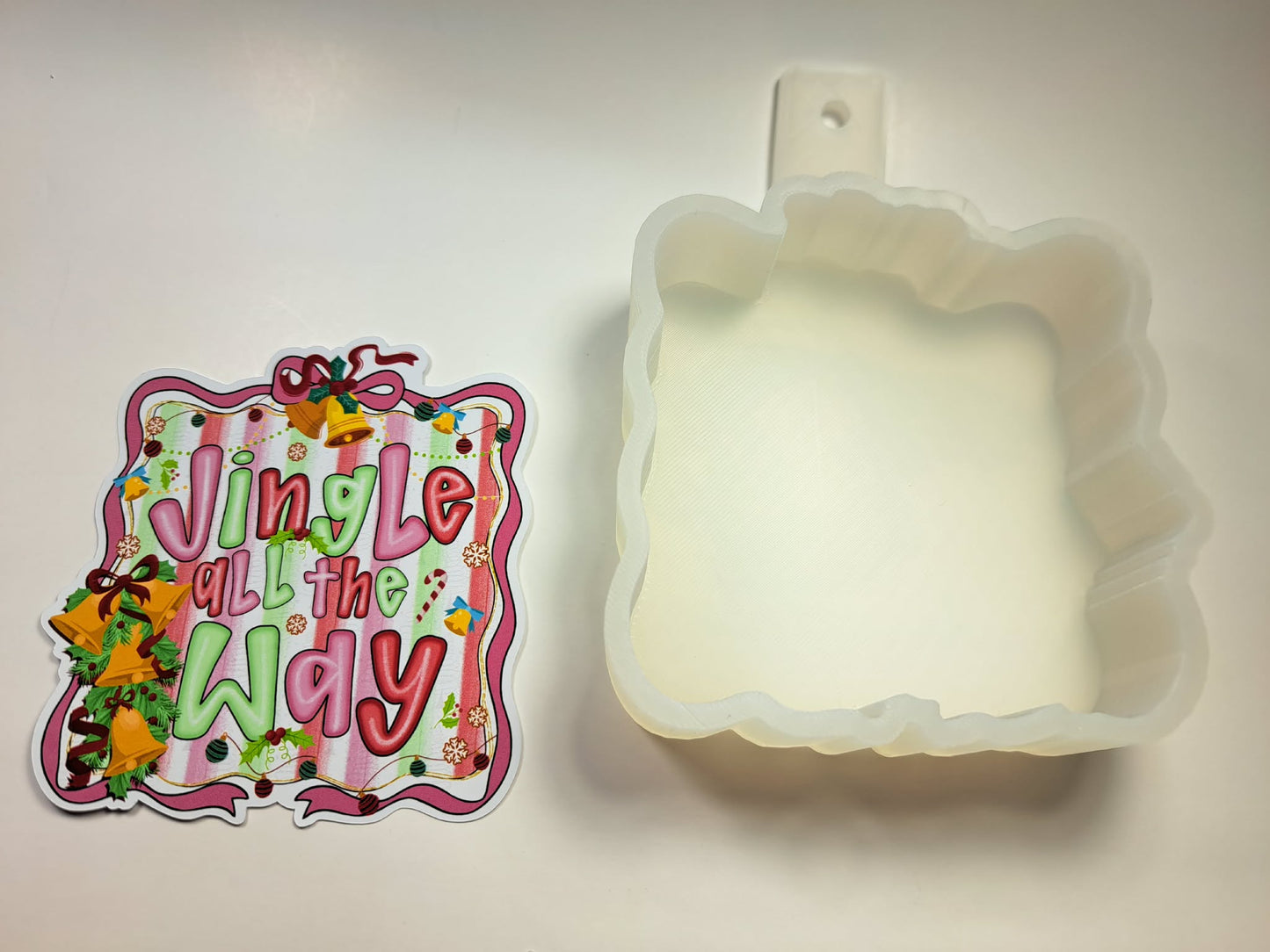 Jingle All The Way Coquette Bow Frame Cardstock Silicone Mold, Aroma Bead Molds, Premium Cardstock Images