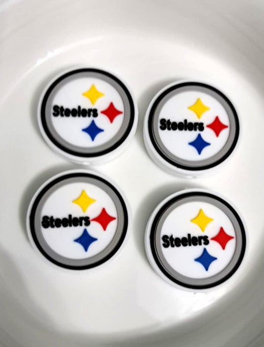 Steelers Round Logo (Black Edge) Silicone Focal Bead