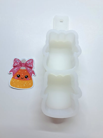 VENT CLIP: Girly Rhinestone Candy Corn Two Cavity Small Vent Clip Size Cardstock Silicone Mold, Aroma Bead Molds, Premium Cardstock Images