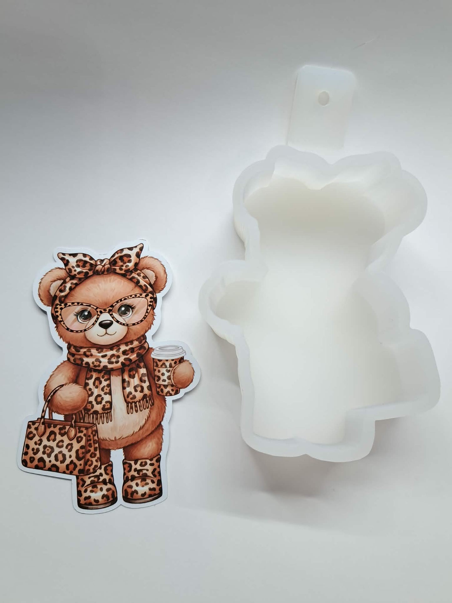 Leopard Teddy Cardstock Silicone Mold, Aroma Bead Molds, Premium Cardstock Images