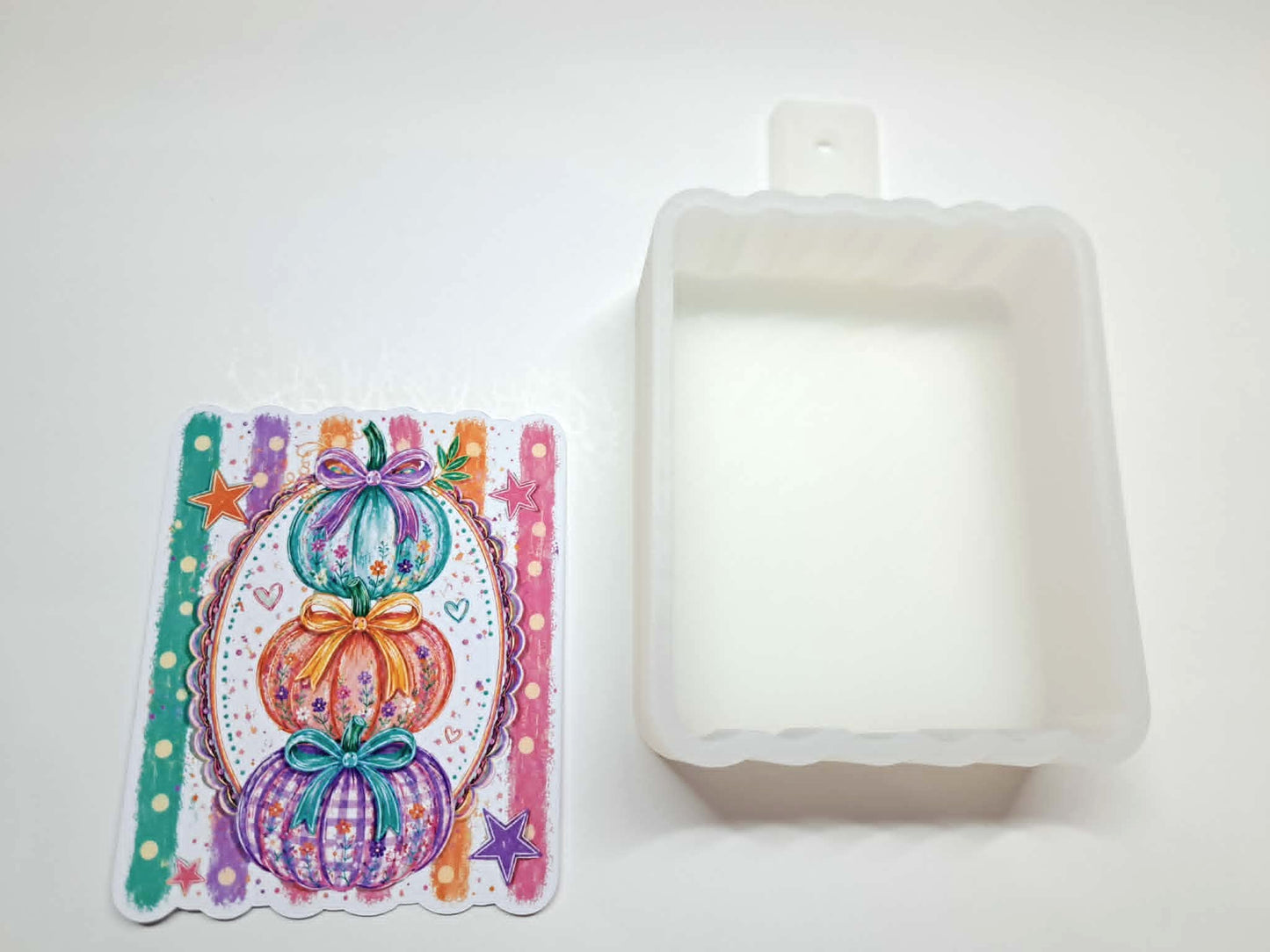 Pastel Floral Pumpkin Stack Cardstock Silicone Mold, Aroma Bead Molds, Premium Cardstock Images