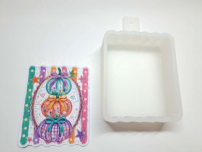 Pastel Floral Pumpkin Stack Cardstock Silicone Mold, Aroma Bead Molds, Premium Cardstock Images