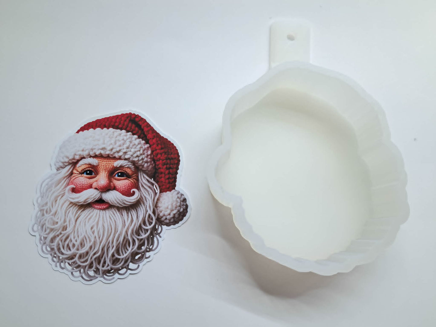 Faux Crochet Santa Heads Cardstock Silicone Mold, Aroma Bead Molds, Premium Cardstock Images