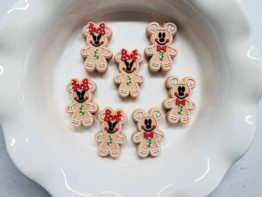Mickey and Minnie Gingerbread Man Silicone Focal Bead - 1325