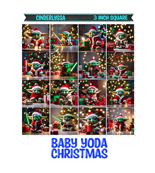 3 inch Square: Baby Yoda Christmas Theme Cardstock/Picture With Beveled Edge Cardstock Silicone Mold, Aroma Bead Molds