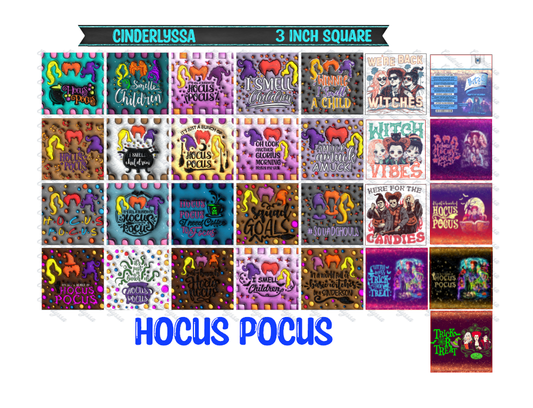3 inch Square: Hocus Pocus - Movie Inspired Theme Cardstock/Picture With Beveled Edge Cardstock Silicone Mold, Aroma Bead Molds