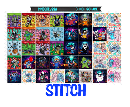 3 inch Square: Stitch Inspired Theme Cardstock/Picture With .25 inch Curved Edge Cardstock Silicone Mold, Aroma Bead Molds