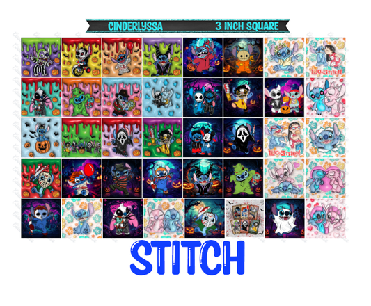 3 inch Square: Stitch Inspired Theme Cardstock/Picture With Beveled Edge Cardstock Silicone Mold, Aroma Bead Molds