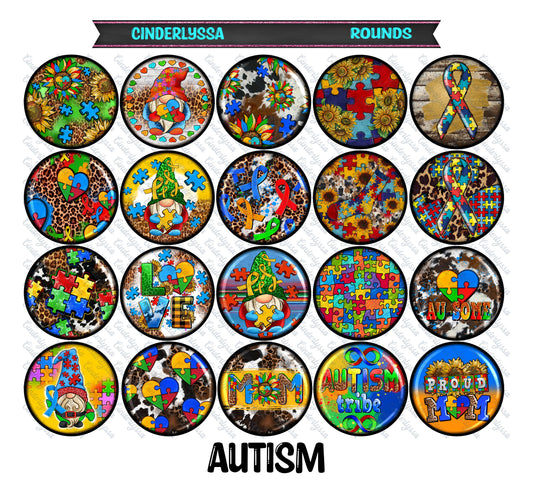 3 inch Round Autism Awareness Cardstock Only for freshies: for Aroma Bead Molds, Premium Cardstock Images