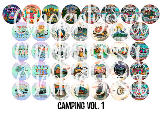 3 inch Round Camping Vol. 1 Cardstock Only for freshies -NO MOLD: for Aroma Bead Molds, Premium Cardstock Image