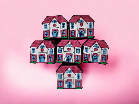 Pink Barbie House Silicone Focal Bead - 0422