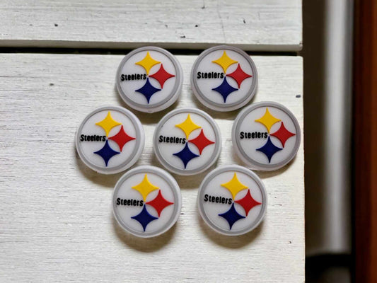 Steelers Round Football Logo Silicone Focal Bead - 0413