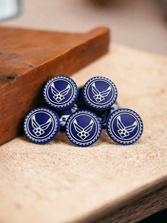 U.S. Air Force Round Blue Logo Silicone Focal Bead - 0581