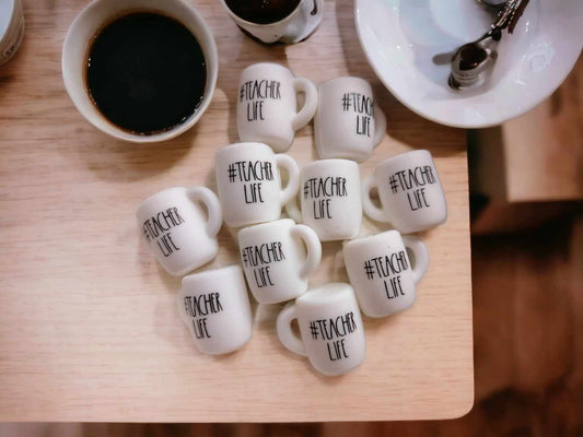 White Cup: #Teacher Life Silicone Focal Bead - 0452