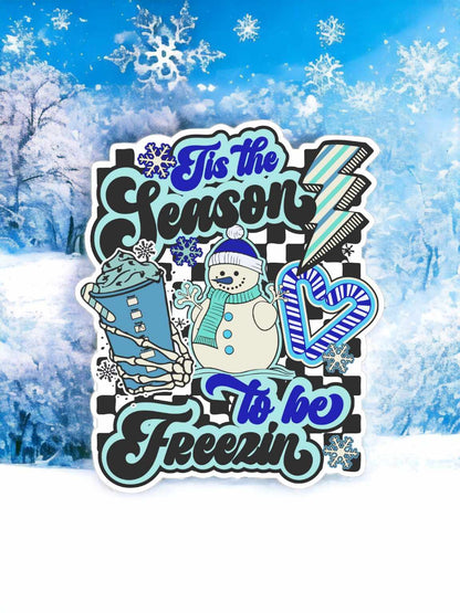 Tis The Season To Be Freezin Retro Snowman Cardstock Silicone Mold, Aroma Bead Molds, Premium Cardstock Images, Car Freshies